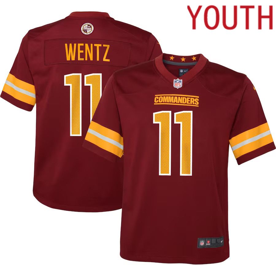 Youth Washington Commanders #11 Carson Wentz Nike Burgundy Alternate Game NFL Jersey